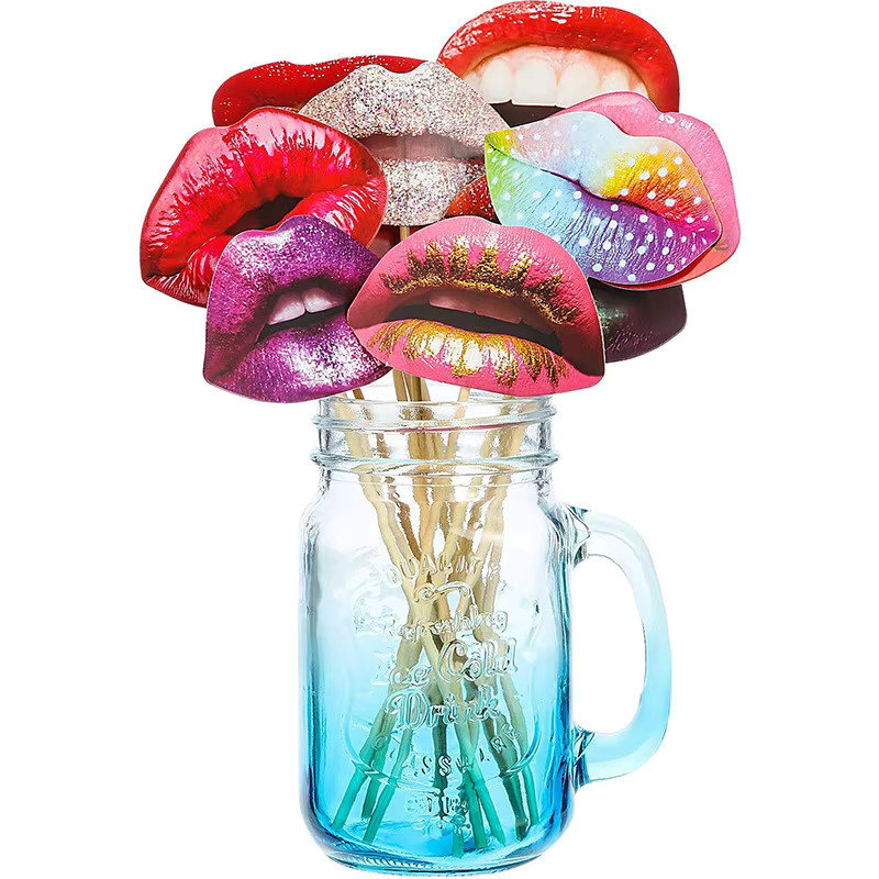 20er Set Lustige Lippen Photobooth Requisiten für Erwachsene in Mehrfarbig für Hochzeit, Geburtstag und Party - Bild 2