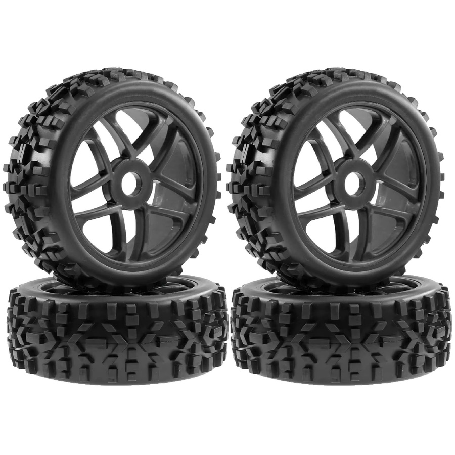 RS RC Buggy-Räder und Gummireifen, 4-teiliges Set, 1:8, 17 mm Sechskantfelgen - Bild 1