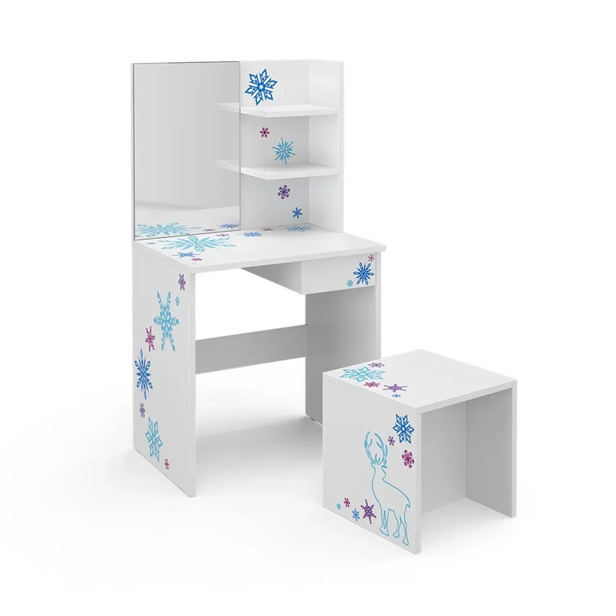 Vicco Kinder Schminktisch Schneeflocke Weiß mit Hocker, Breite: 54.8 cm - Bild 2