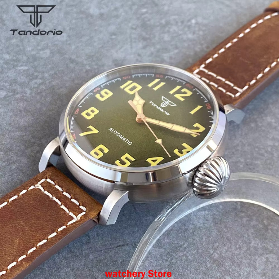 Tandorio Fliegeruhr, Automatik, Edelstahlgehäuse, 46,5 mm, Leder, Herren - Bild 2