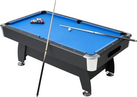 VEVOR Billardtisch 213 cm mit verstellbaren Füßen und Zubehör Set, Schwarz mit blauem Tuch für Spielzimmer und Freizeiträume - Bild 1