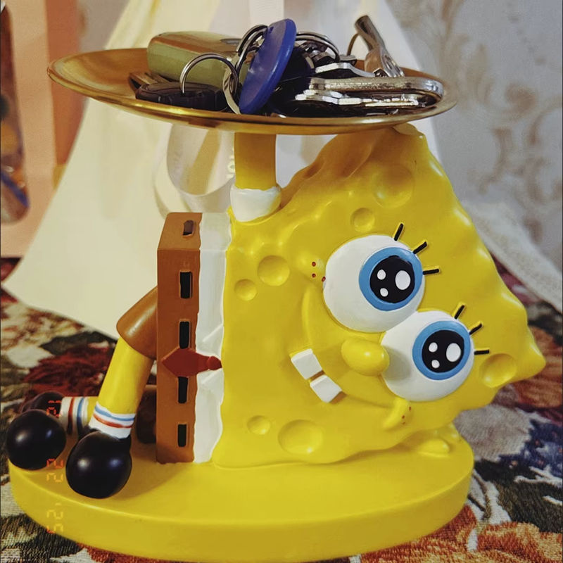 SpongeBob Schwammkopf Statue von Potdemiel in Gelb mit Aufbewahrungsplatte als Deko-Ornament für deinen Schreibtisch oder deine Veranda - Bild 4