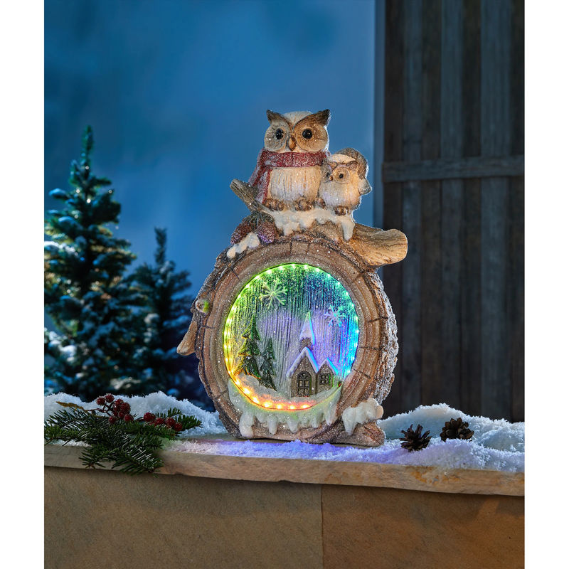 LED-Dekofigur Winter-Eulen von viva domo aus Kunstharz in Weiß und Mehrfarbig - Bild 3