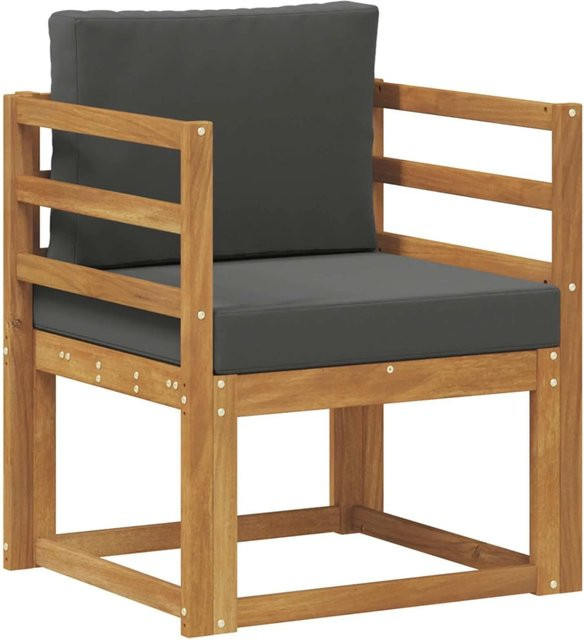 vidaXL Outdoor-Sofa aus Akazienholz mit Armlehnen in Natur-Anthrazit und Grau - Bild 1