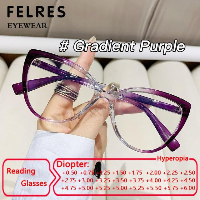 FELRES Lesebrille Cat Eye, Vollrand, Kunststoff, transparent, Damen - Bild 1