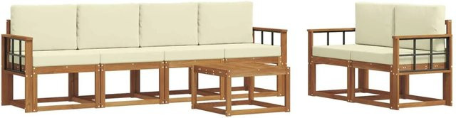 vidaXL Outdoor-Sofagarnitur aus Massivholz Akazie mit 7 Teilen in Braun und Beige - Bild 1