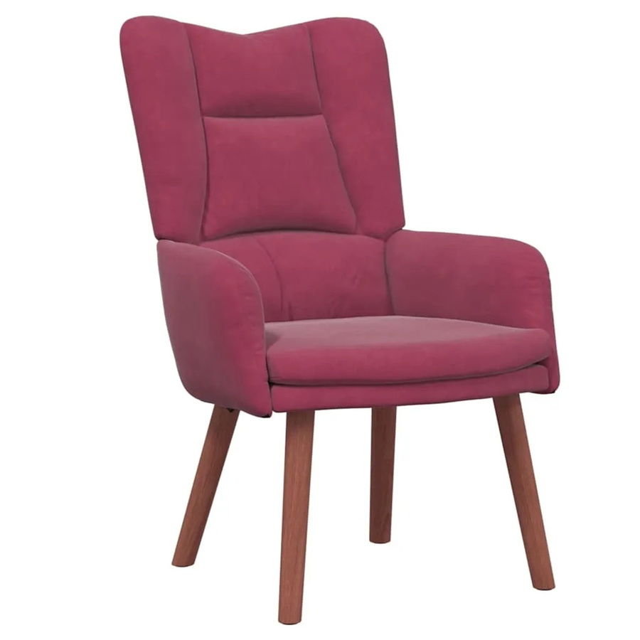 vidaXL Relaxsessel aus Samt in Weinrot mit Armlehnen und Metallrahmen, B/T/H: 63 x 67 x 94 cm - Bild 2