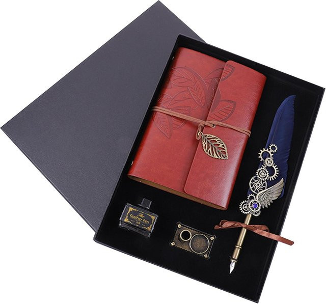 TOMTOP JMS Kalligraphie Set mit Federstift und Tinte im Retro Vintage Design, Navy Blau - Bild 1