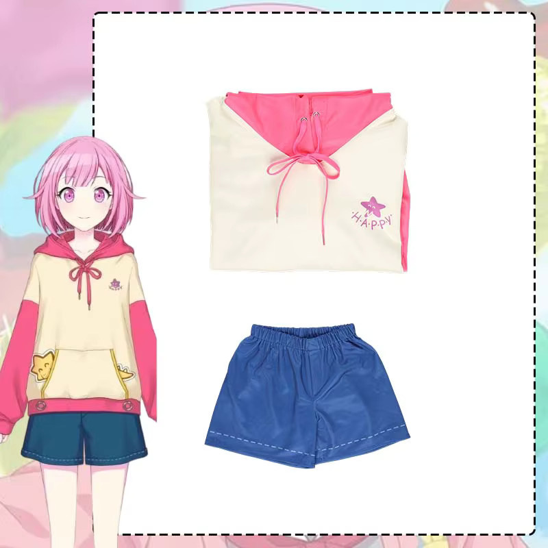ZOBOTT Projekt Sekai Otori Emu Cosplay-Kostüm, Kapuzenanzug, Damen, rosa, Plüsch / Textil - Bild 2