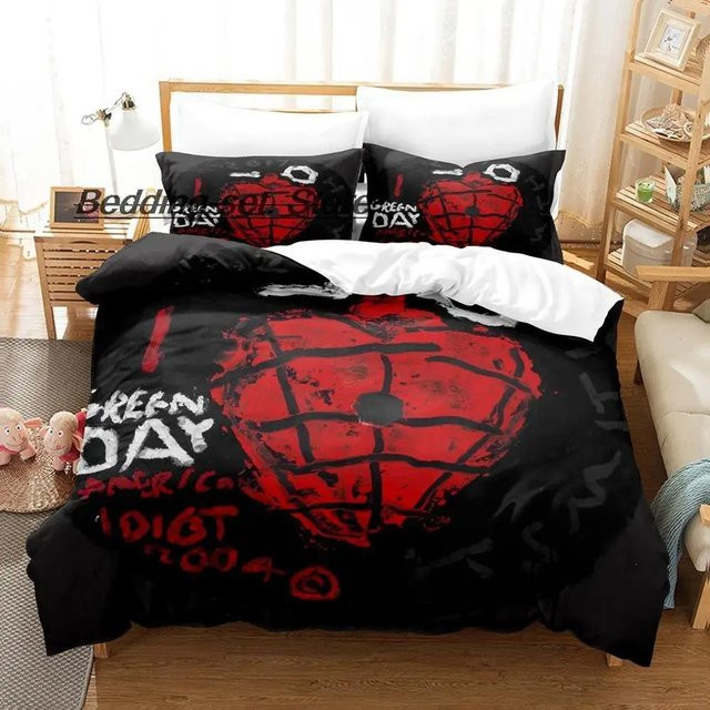 Green Day American Idiot Bettwäsche-Set aus Mikrofaser, Schwarz, B/H: 228 x 228 cm - Bild 1