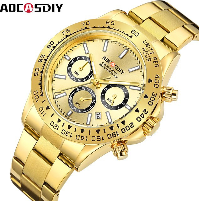 Aocasdiy Armbanduhr Quarz, Edelstahl, Schwarz, Herren - Bild 1
