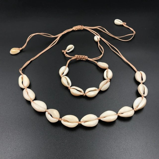 lansoon trade Halskette und Armband Set, Muschel, beige, Damen - Bild 1