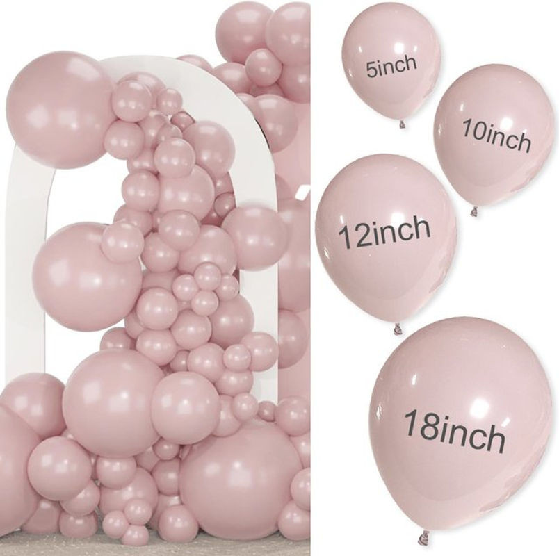 100 Stück Boho Luftballon Set in Höhlenrosa für Babyparty, Hochzeitstag oder Geburtstag - Bild 1