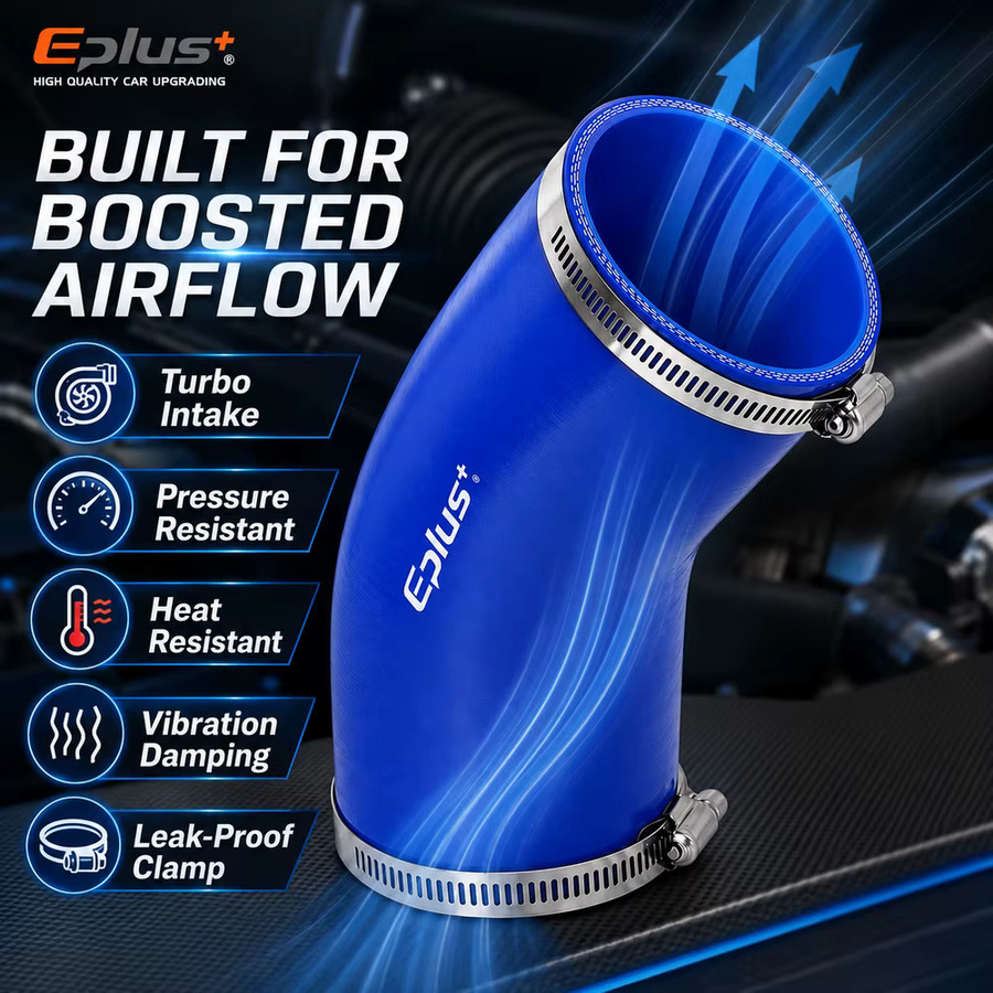 EPLUS Universeller 45-Grad-Silikonschlauch als Lufteinlass- und Ladeluftkühler-Adapter in Blau - Bild 3