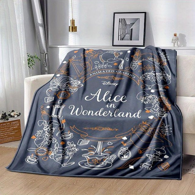 Alice im Wunderland Flanell Überwurf von Yi Xin One, grau, B/T: 80 x 120 cm - Bild 1
