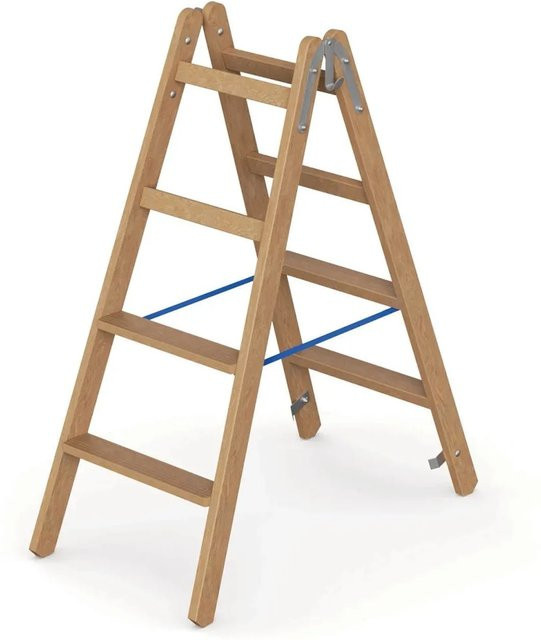 Werner Holz Stufenstehleiter zweiseitig begehbar mit 2x4 Stufen in Braun - Bild 1