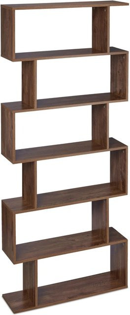 Relaxdays Bücherregal aus Spanplatte in Braun, melaminbeschichtet, freistehend mit Wandbefestigung, H x B x T: 190,5 x 80 x 23 cm - Bild 1
