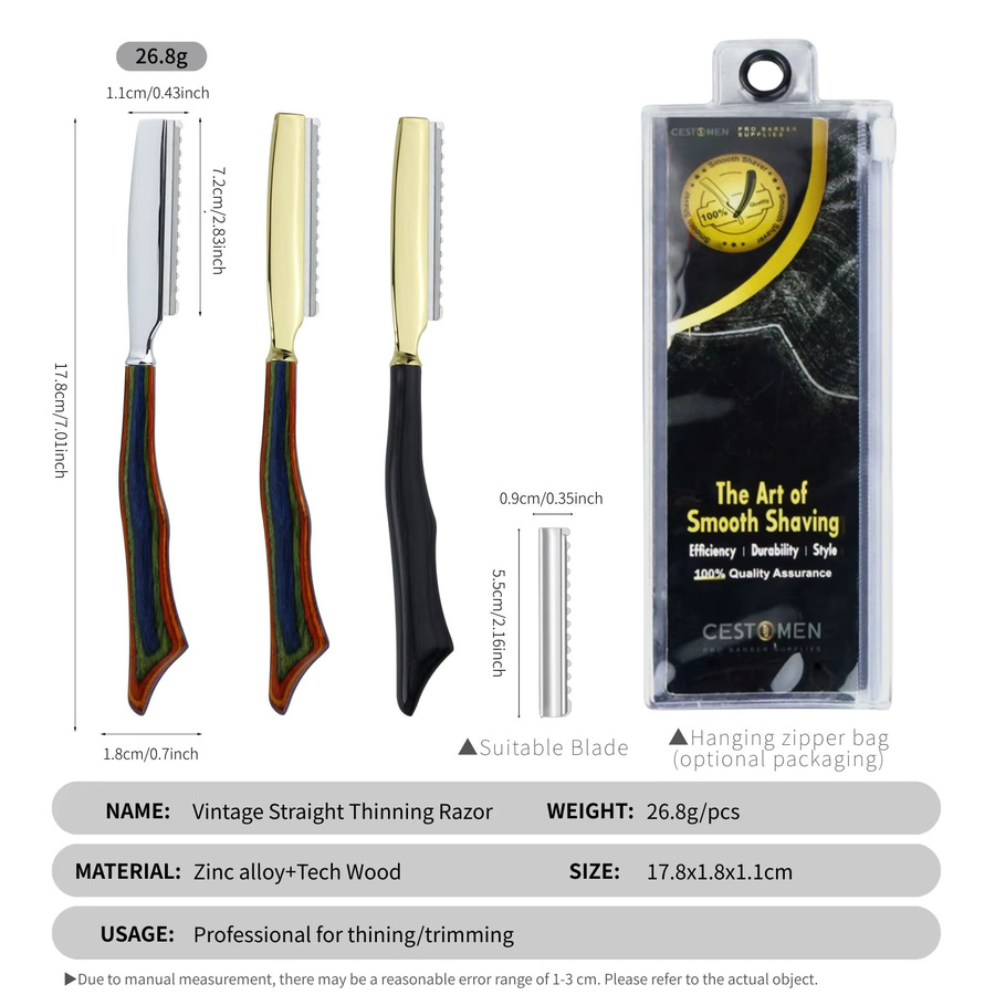 Haarausdünnungsmesser mit Holzgriff, Zinklegierung, Unisex - Bild 4