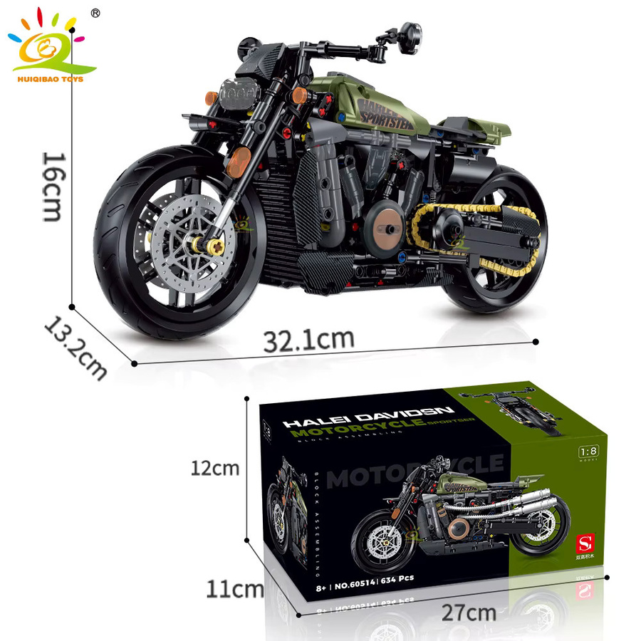 HUIQIBAO Moto City Racer Klassische Motorrad Bausteine, 1:8, ab 8 Jahren - Bild 4