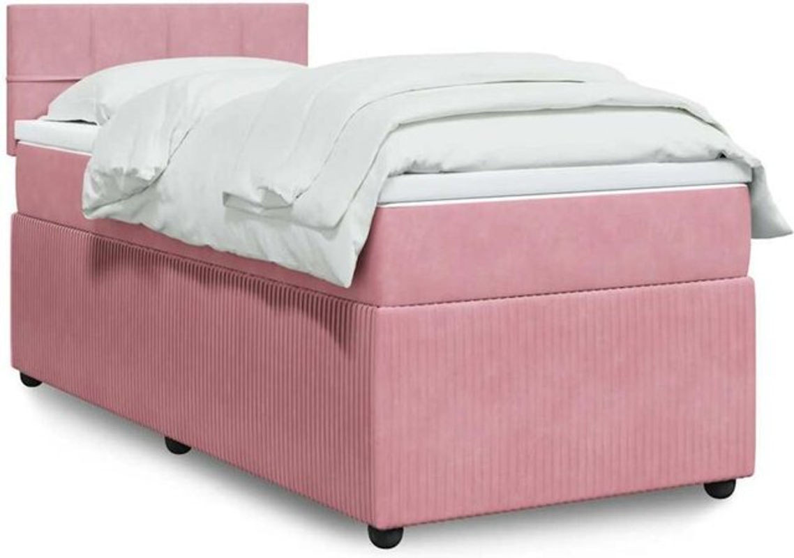 Vidaxl Boxspringbett mit Matratze in Rosa und Weiß aus Samt, B/T/H: 80 x 200 x 100,5 cm - Bild 1