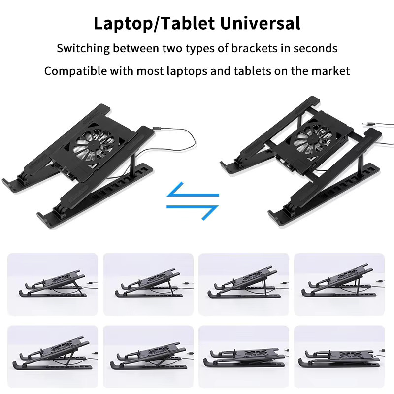 JTZTF Faltbarer Laptop Cooling Stand Notebook Kühler mit Lüfter in Schwarz - Bild 5