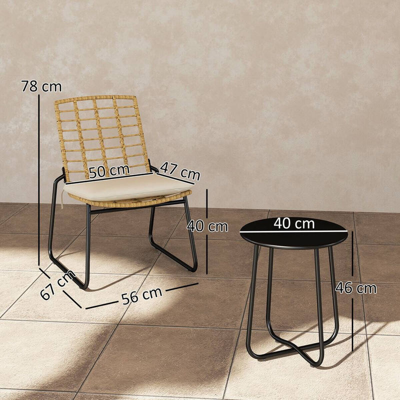 Outsunny Balkonmöbel Set aus Stahl in Beige und Braun, B/H/L: 56 x 78 x 67 cm - Bild 3