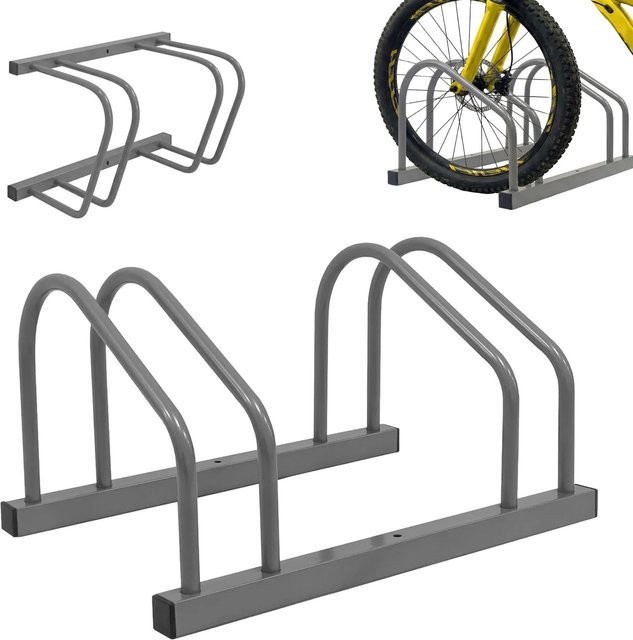 Relaxdays Fahrradständer aus Stahl in Silber für 2 Fahrräder zur Boden- und Wandmontage, B/T/H: 51 x 27 x 24 cm - Bild 1