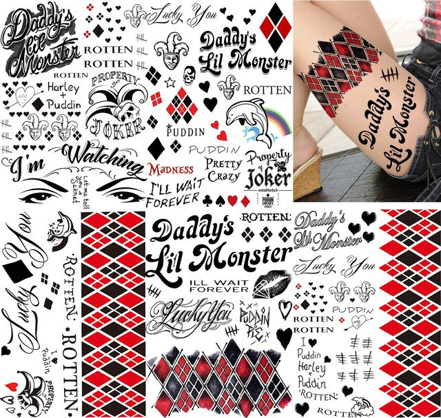 YURAN Joker Temporäre Tattoos, 5 Blatt, Unisex - Bild 1