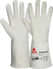 Hase Weser Eco-Tan Schweißerhandschuh aus Ziegennappaleder in Weiß, Größe 9 - Bild 1