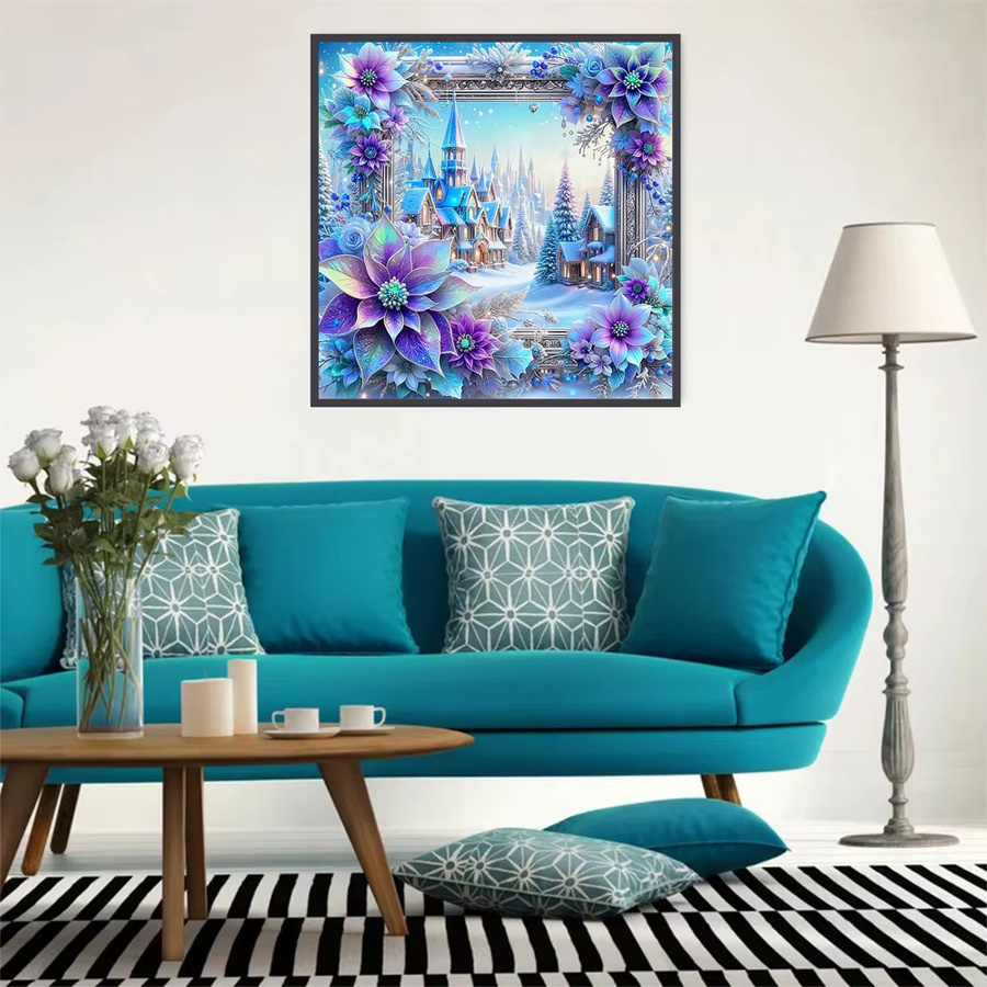 EverShine 5D-Diamantgemälde Winterlandschaft und Blumen als DIY-Mosaik-Stickerei in Multicolour - Bild 3