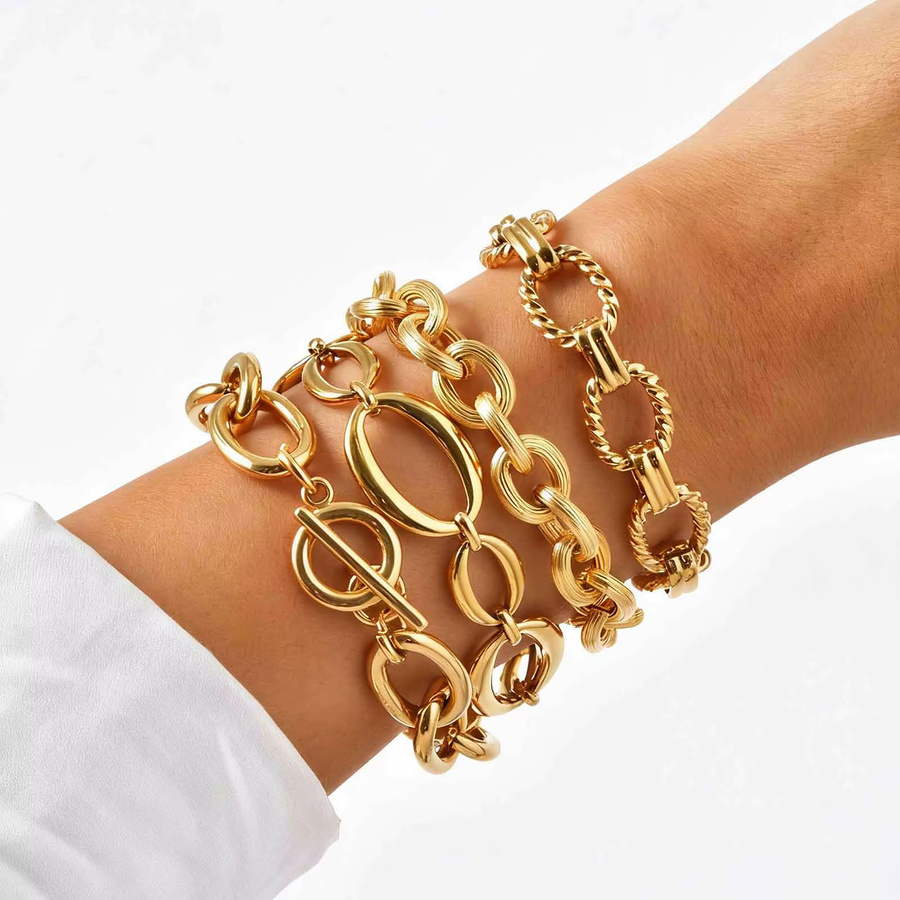 prjewel Gliederkettenarmband, 18 Karat vergoldet, Edelstahl, Damen - Bild 1