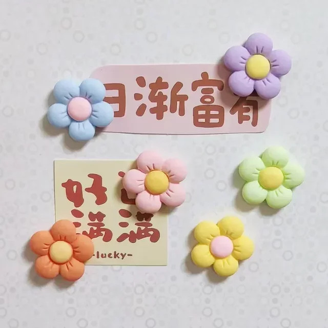 6er Set Macaron Kühlschrankmagnete mit Sonnenblumen-Design in Gelb aus Harz zur Dekoration von Küche und Büro - Bild 1