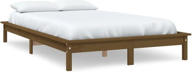 vidaXL Massivholzbett aus Kiefer in Honigbraun mit rustikaler Optik, B/T/H: 140 x 190 cm - Bild 1