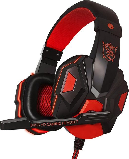 Virwir Gaming Headset mit Kabel und Mikrofon, 3,5-mm-Klinke, Stereo Bass Kopfhörer für PC, PS4, PS5, Xbox und Smartphone, erhältlich in Schwarz oder Weiß - Bild 1