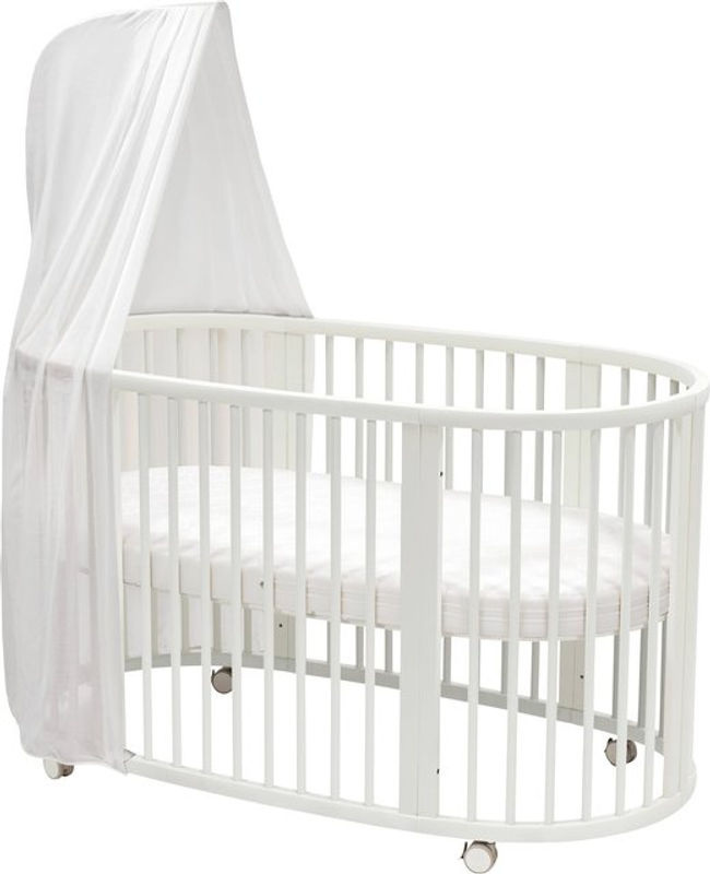 Stokke Sleepi Bundle Babybett in Weiss mit Matratze, Spannbetttuch und Himmelstange aus Buchenholz, B/T/H: 136,4 x 69,8 cm - Bild 2