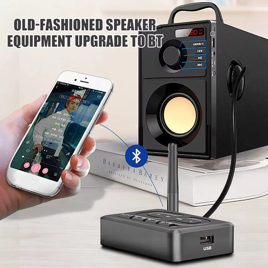 Kebidumei Bluetooth 6.0 Audio Adapter mit RCA und 3,5 mm AUX Jack für Stereo Musik und U-Disk Wiedergabe - Bild 2