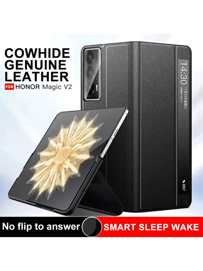 Honor Leder Flip Cover mit Mirror Funktion und Standfunktion für Magic V5, Magic V3, Magic V2 und Magic Vs3 in Schwarz - Bild 5