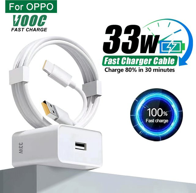 Keai 33W Super VOOC Schnellladegerät mit USB Typ C Kabel in Weiß für Oppo, Samsung, Xiaomi, Redmi und Poco - Bild 1