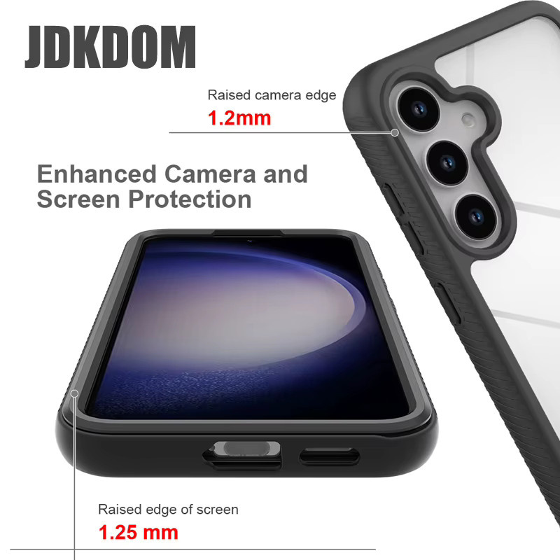 JDKDOM Stoßfeste Panzerhülle mit Vorderrahmenabdeckung für Samsung Galaxy S26 S25 S24 S23 Ultra S24 FE S25 Plus S24 Plus S23 Plus in Schwarz - Bild 4