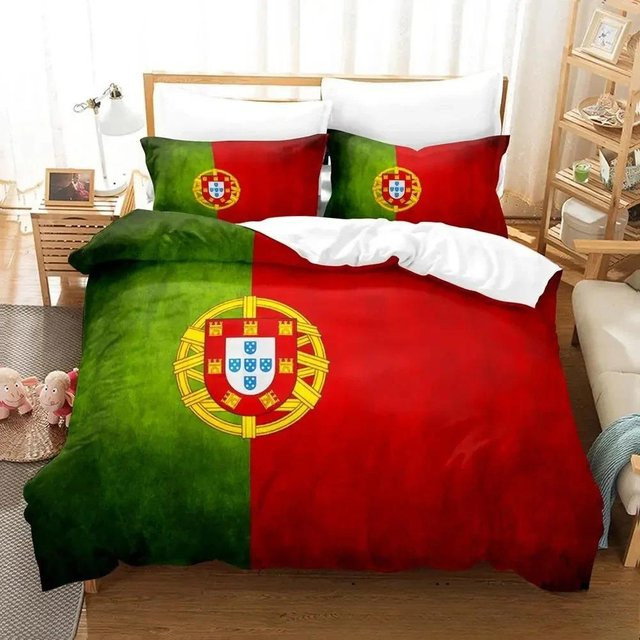 Bettwäscheset Portugal Flagge von Binchi Fitness mit Bettbezug und Kissenbezug, Farbe Grün, B/H: 135 x 200 cm - Bild 1