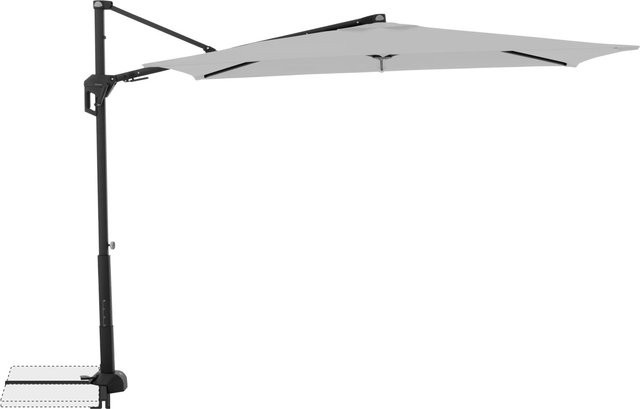 Doppler Ampelschirm Hellgrau mit Dreh- und Neigungsfunktion aus Aluminium und recyceltem Polyethylen-Gewebe, B: 245 cm, T: 135 cm, H: 235 cm - Bild 1