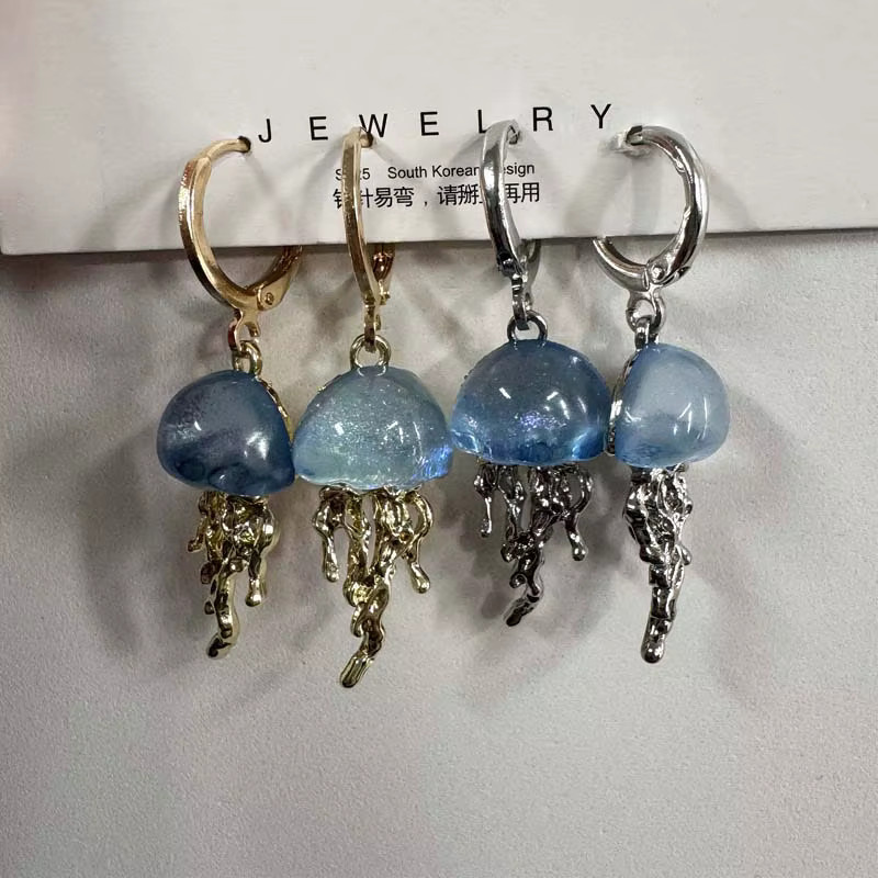 sharelucky Ohrringe, blaue Qualle, Silber, Damen, Vintage - Bild 3