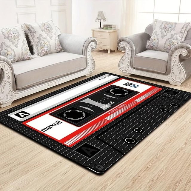 Living Need F Retro-Kassettenband Teppich in Mehrfarbig, rutschfest und waschbar, B/B: 120 x 160 cm - Bild 1