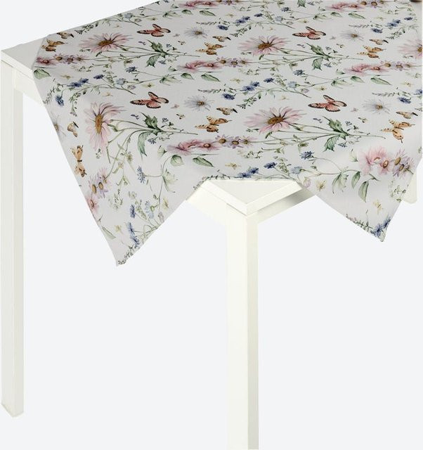 NKD Mitteldecke mit Blumen-Muster in Weiß, B/B: 80 x 80 cm - Bild 1