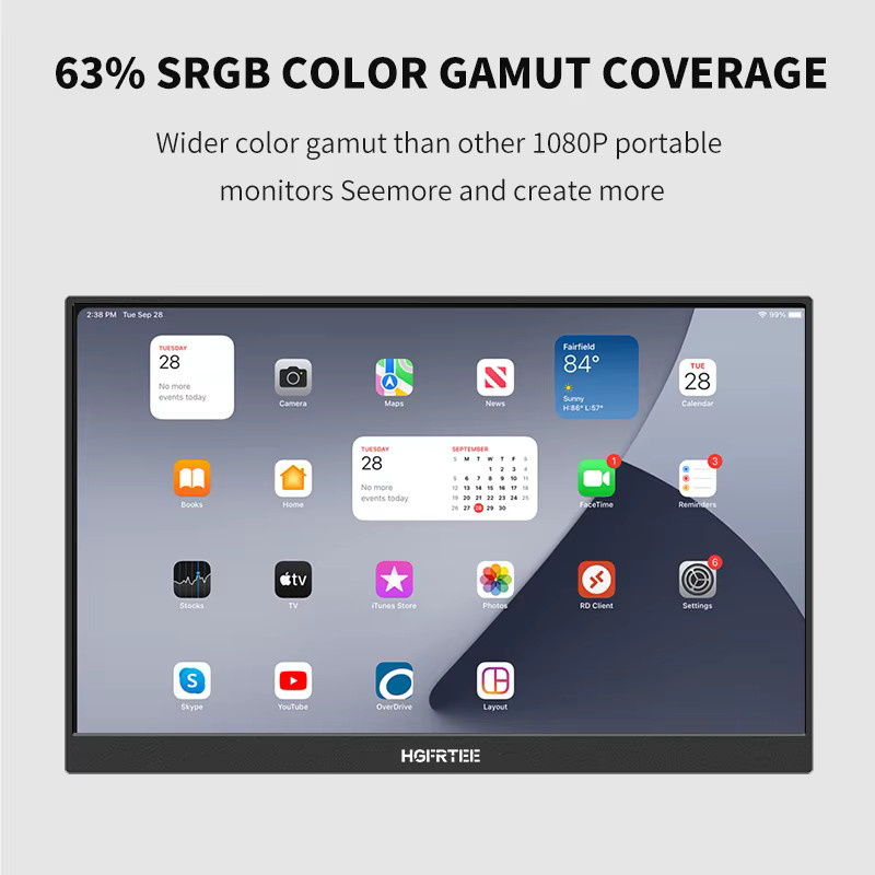 Hgfrtee Mobiler Tragbarer Monitor 14,1 Zoll IPS Zweiter Bildschirm für Laptop mit Halterung, Schwarz - Bild 3