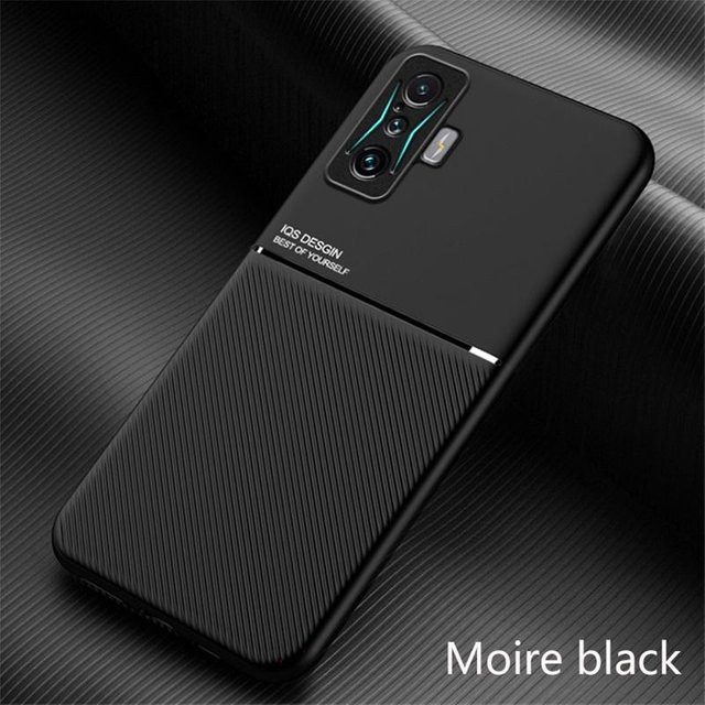Xiaomi Poco F4 GT 5G Handyhülle aus weichem Leder mit magnetischer Auto-Halterung in Schwarz - Bild 1