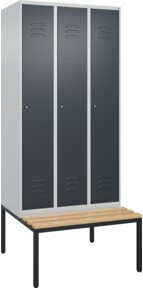 C+P Spind Classic PLUS Garderobenschrank mit Sitzbank, 3 Abteile, Anthrazit, B/T/H: 212,0 x 90,0 x 81,5 cm - Bild 1