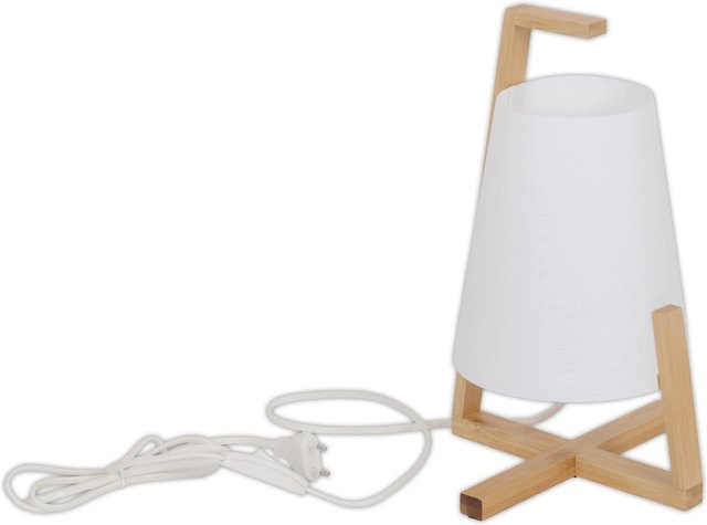 Näve Tischleuchte aus Bambus und Kunststoff in Weiß, Höhe: 32,0 cm, Breite: 16,5 cm, Tiefe: 10,0 cm - Bild 1