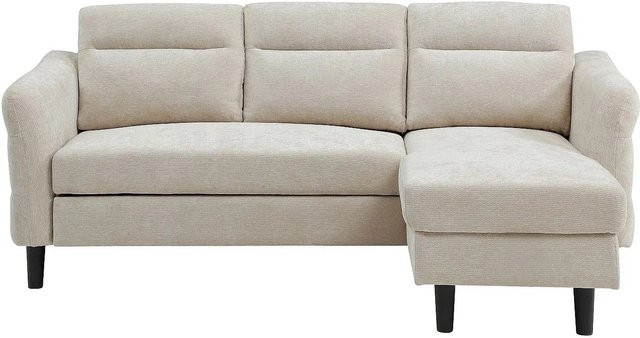Vente-unique Schlafsofa Vanersi in Beige mit Schlaffunktion und Auszugsschublade aus Stoff, Breite: 206 cm - Bild 1