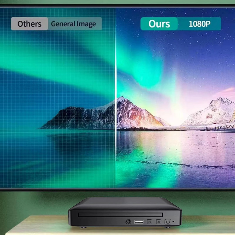 Bytelike Tragbarer Mini DVD Player in Schwarz mit HDMI, USB und AV Ausgang inklusive Fernbedienung - Bild 4